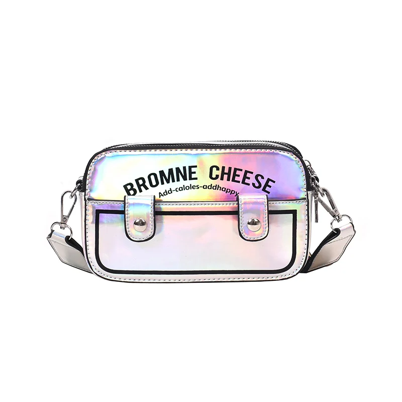 

Web celebrity mini bag for women 2020 new fashion wide shoulder strap one shoulder bag versatile instagram laser crossbody bag