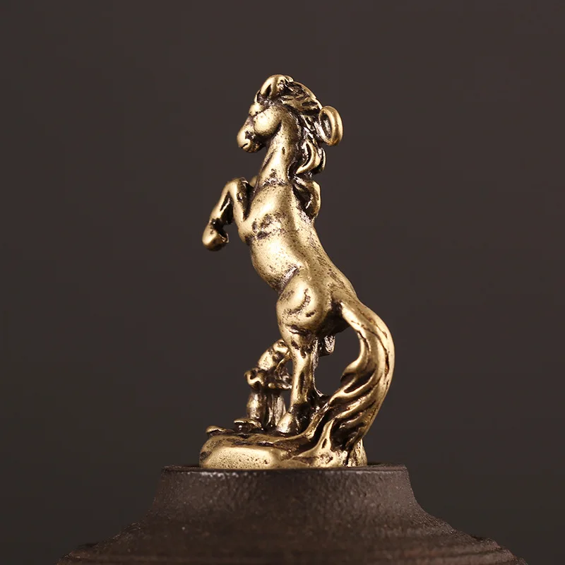 Античный латунный стоящий брелок лошадь винтажный медный зодиака подвесное