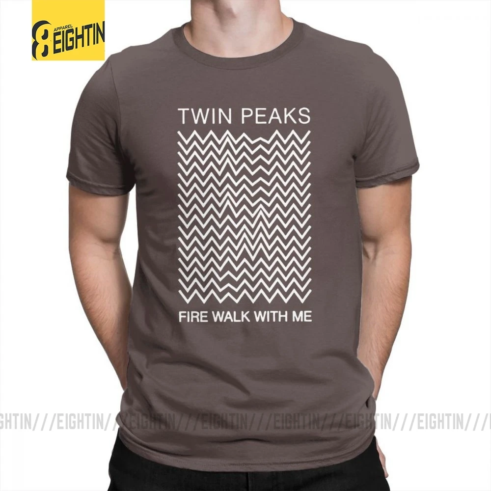Твин Пикс футболка для мужчин Fire Walk With Me короткий рукав тройник одежда винтажный стиль Мужские Футболки s Чистый хлопок размера плюс простой - Цвет: Коричневый