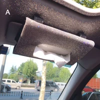 bling bling diamond car visor tissue holder hanging leather crystals rhinestone paper towel cover case women auto accessories
