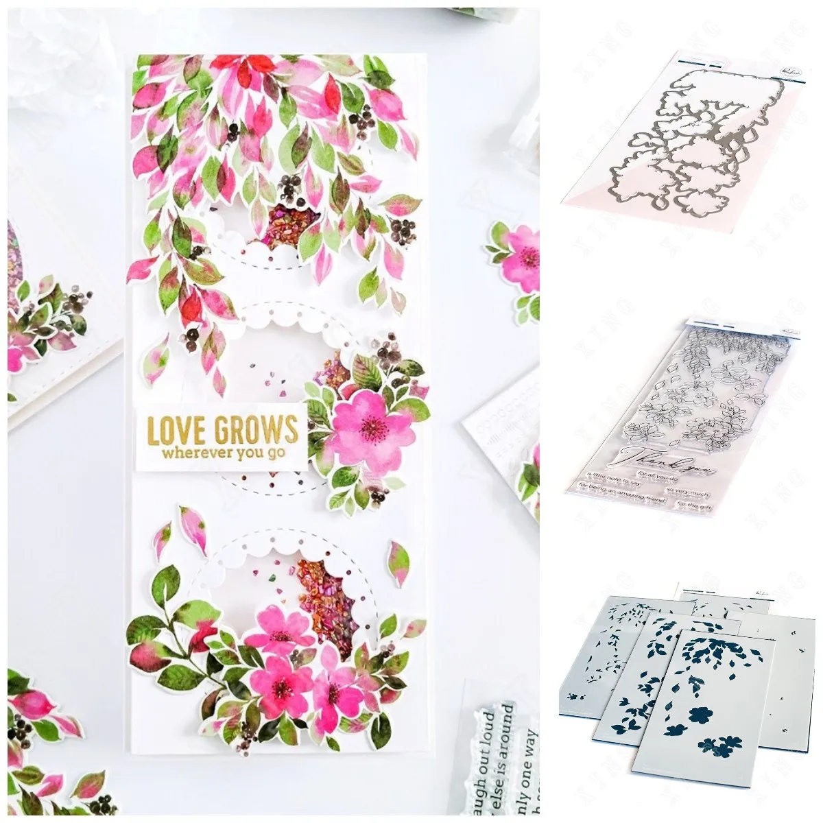 

New Hot Sale Thank You Flower Leaves Metal Cutting Dies and Stamps Stencil Set Diy Scrapbook Album Decoration Embossing Template