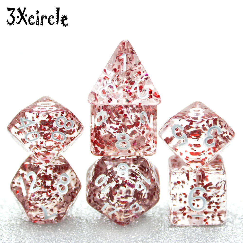 7 шт./лот Dnd Rpg TRPG с блестящим эффектом набор цифровых игральных костей D4 6 8 10 10% 12 20