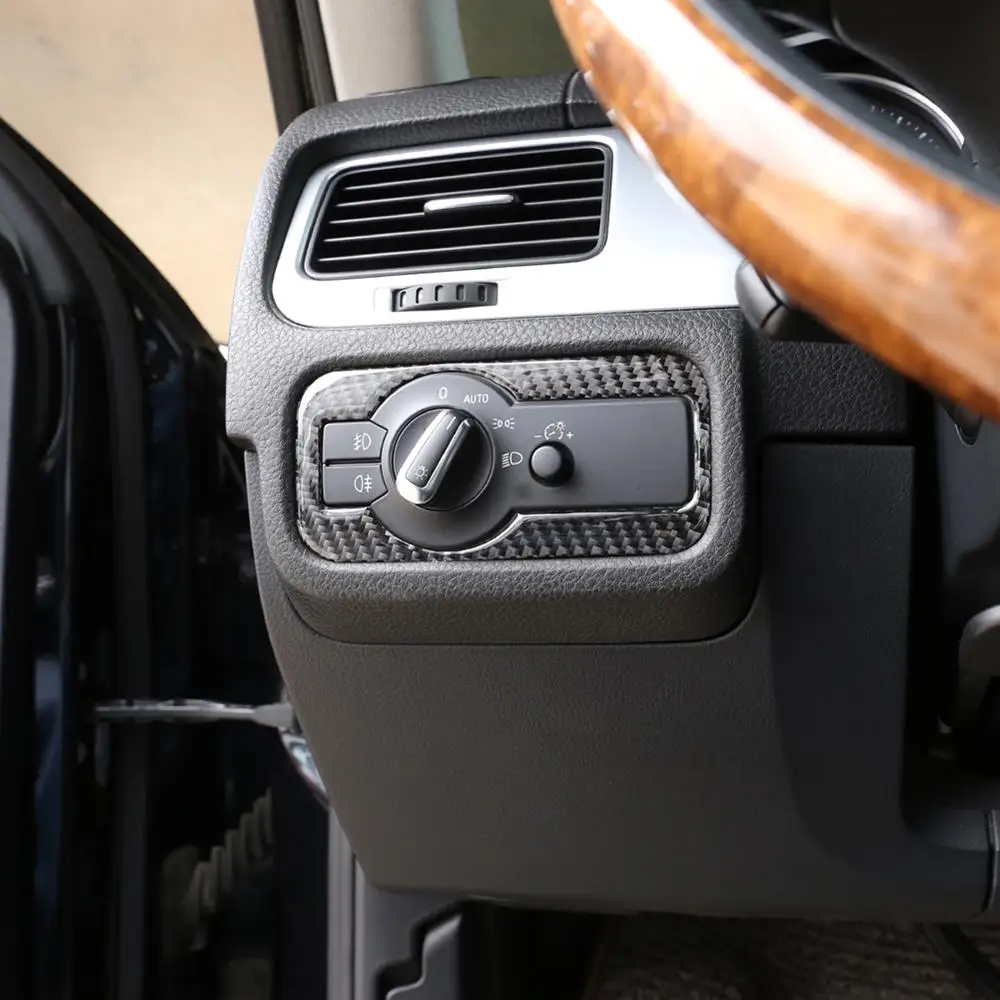 

Real Carbon Fiber Material Car Headlight Switch Frame Interior Trim for Volkswagen Touareg 2011-2018 LHD Vehicles Accessories