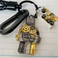 cute acrylic robot spaceman motorcycle keychain women universe planet key chains jewelry bag pendant keyring for girls gift