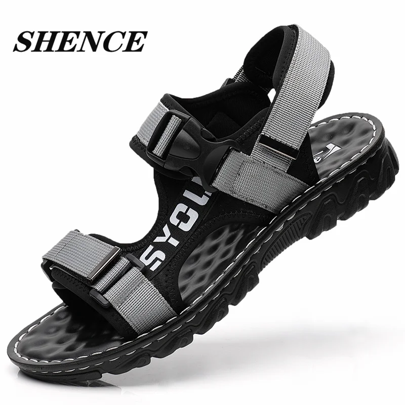 

Мужские летние сандалии SHENCE, мягкие дышащие, для улицы, прогулочная обувь, повседневные, для бисероплетения, пляжная обувь