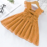 dress summer western style polka dot sleeveless lace bow stitching one shoulder sunflower print net gauze party princess skirts