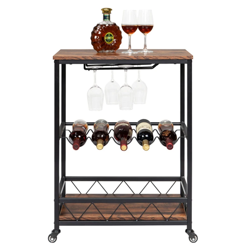 

Bar Serving Cart Home Mobile Kitchen Serving cart,Industrial Vintage Style Wood Metal Serving Trolley