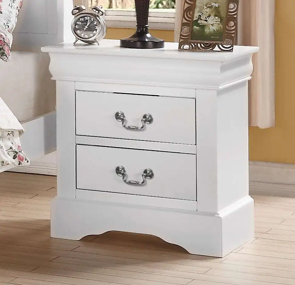 

ACME Louis Philippe III Nightstand Exquisite Solid Pine Night Table 22x16x24 Inch White/Platinum/Gray[US-Stock]