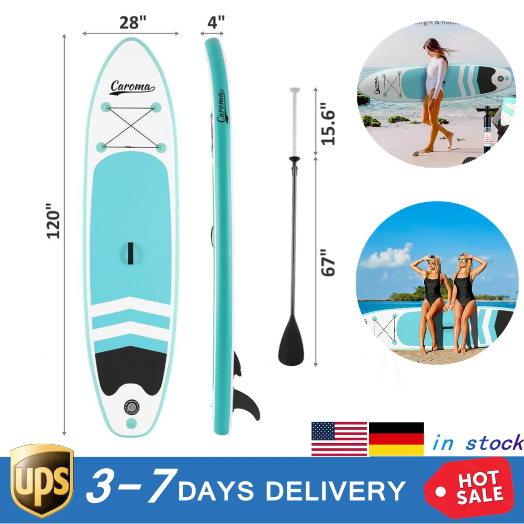 

120x28x4inches PVC Portable Surfboard Inflatable Stand Up Adult Anti-slip Paddle Board Portable Easy to Store, Good stability