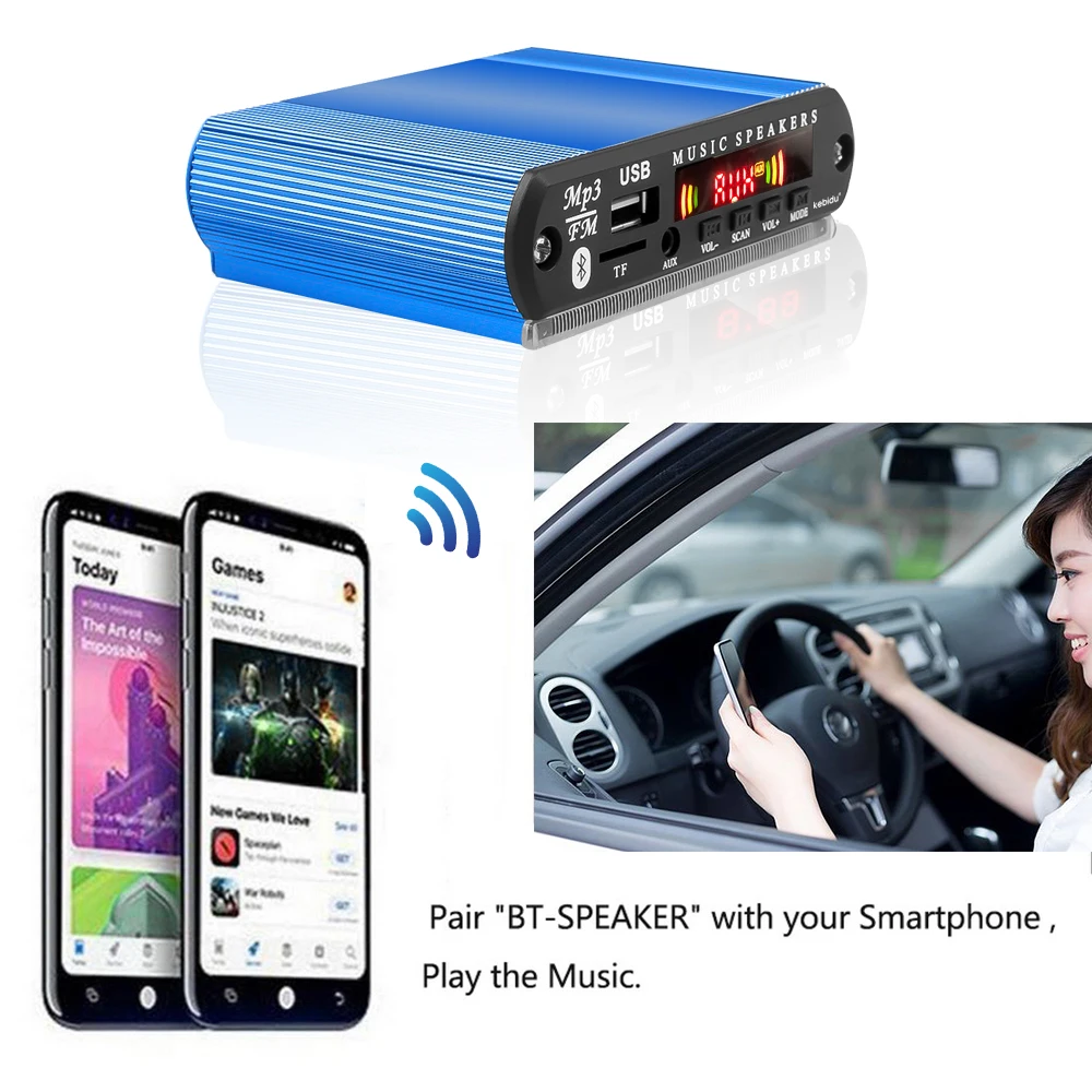 Плата декодирования KEBIDU Bluetooth MP3 модуль с собранным алюминиевым корпусом слот для