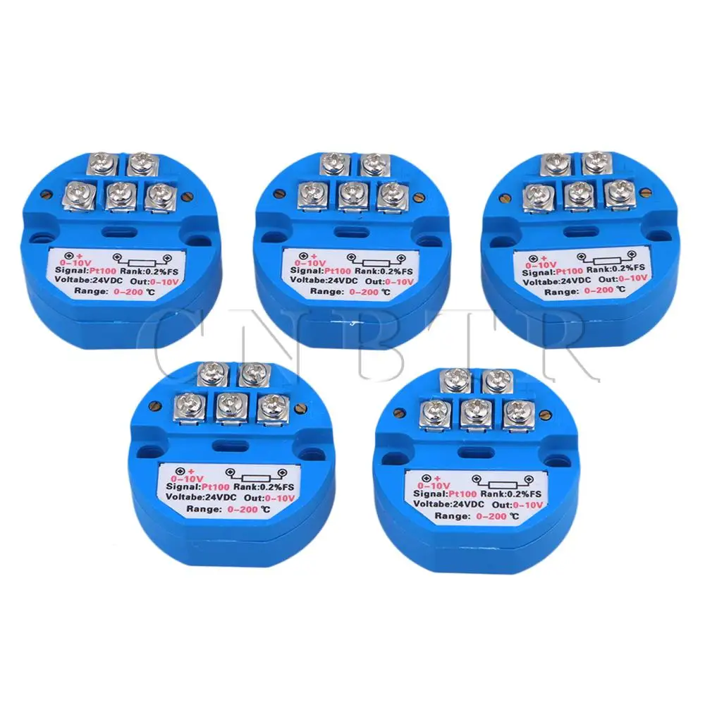 

CNBTR 0-200 Degree DC24V Output 0-10V PT100 Temperature Transmitter Sensor Set of 5