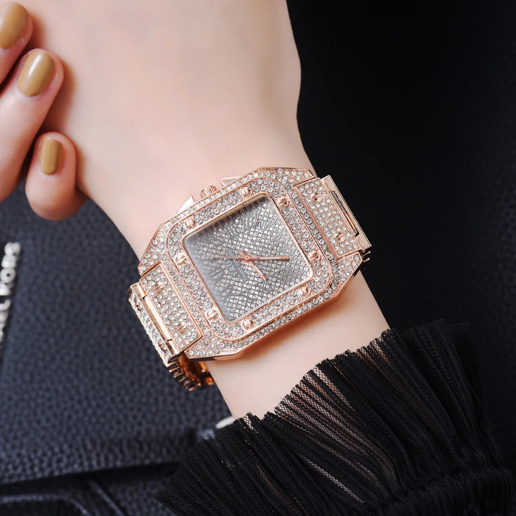 Часы наручные женские кварцевые из нержавеющей стали квадратные Роскошные