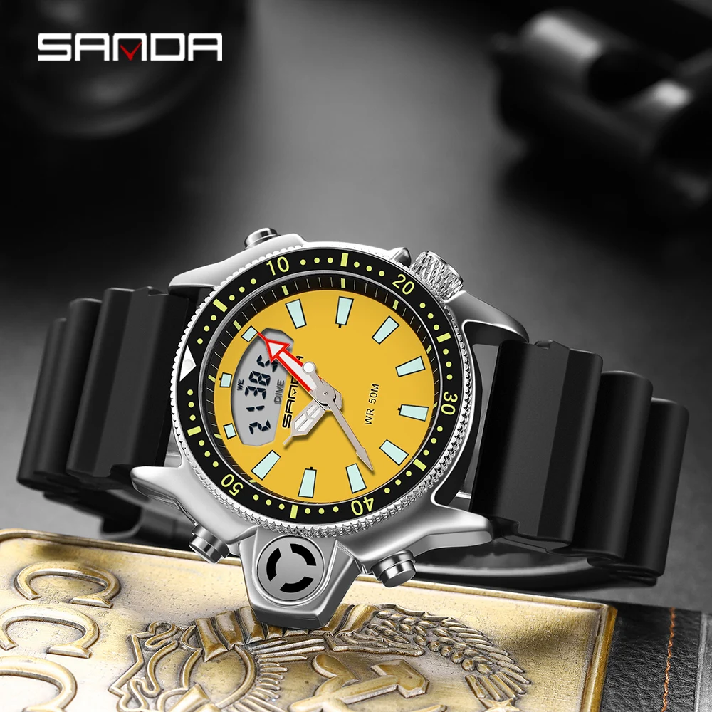 Часы наручные Sanda Мужские Цифровые модные повседневные спортивные брендовые