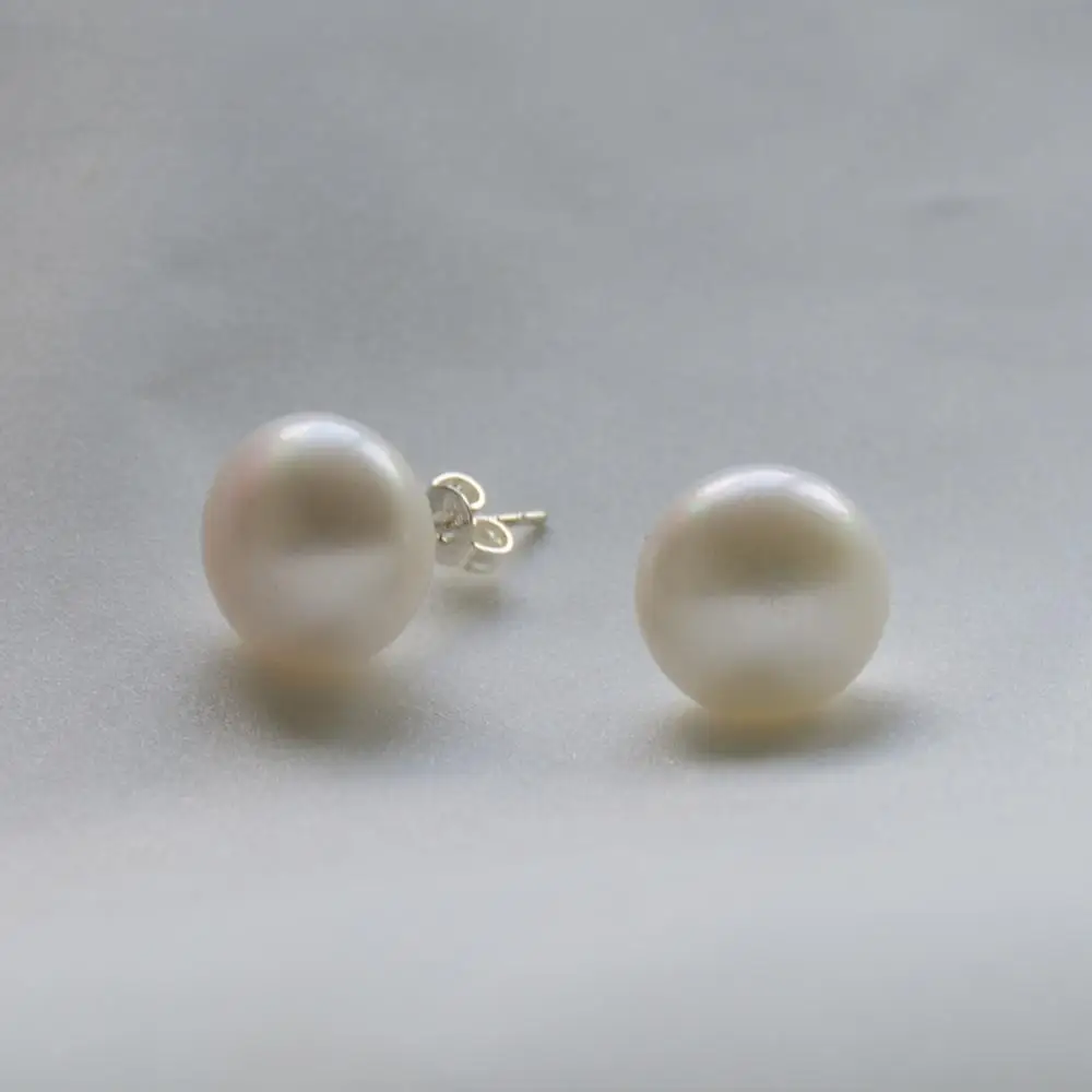 Huge pearl 13-14mm White freshwater stud earring for women | Украшения и аксессуары