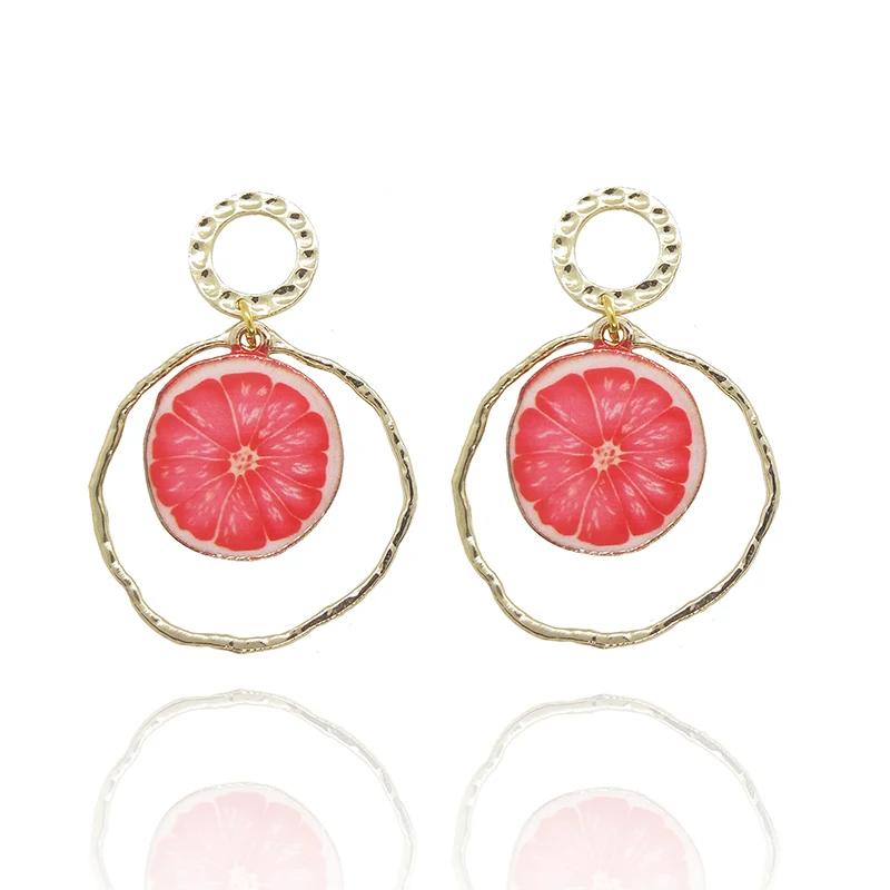 2019 Новая мода 50 мм цинковый сплав золотые подвески в виде фруктов этнические