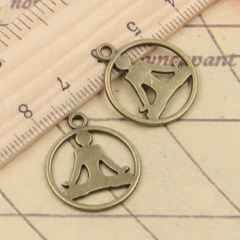 

20pcs Charms Yoga Practitioners 23x19mm Tibetan Bronze Silver Color Pendants Antique Jewelry Making DIY Handmade Craft