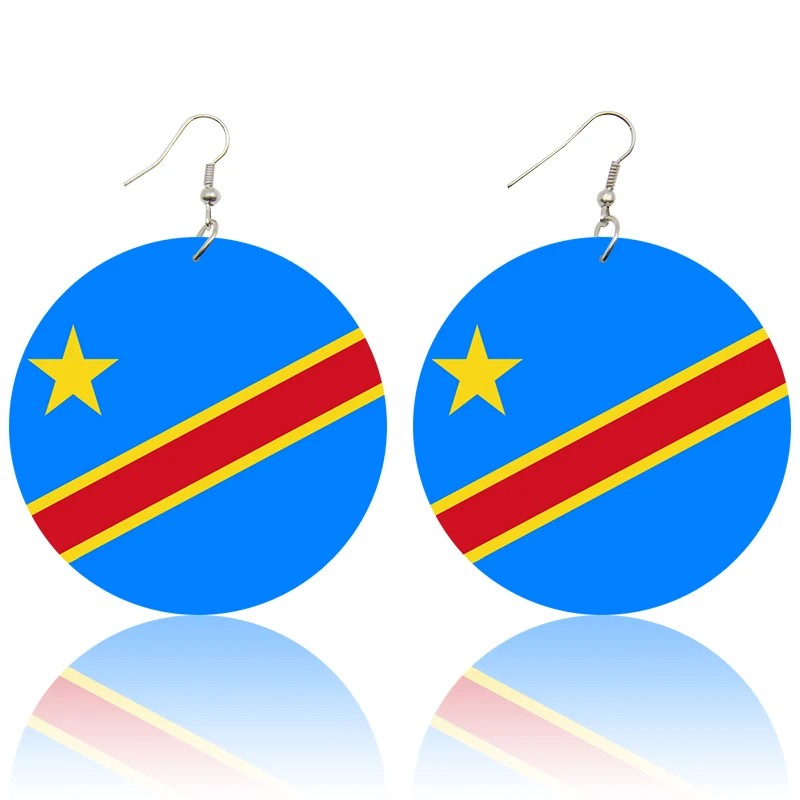 Republic of Congo SOMESOOR Модные Печатные Национальные Флаги деревянные висячие серьги Африка Америка Европа страна персонализированные ювелирные изделия для женщин Подарки - Окраска металла: Republic of Congo