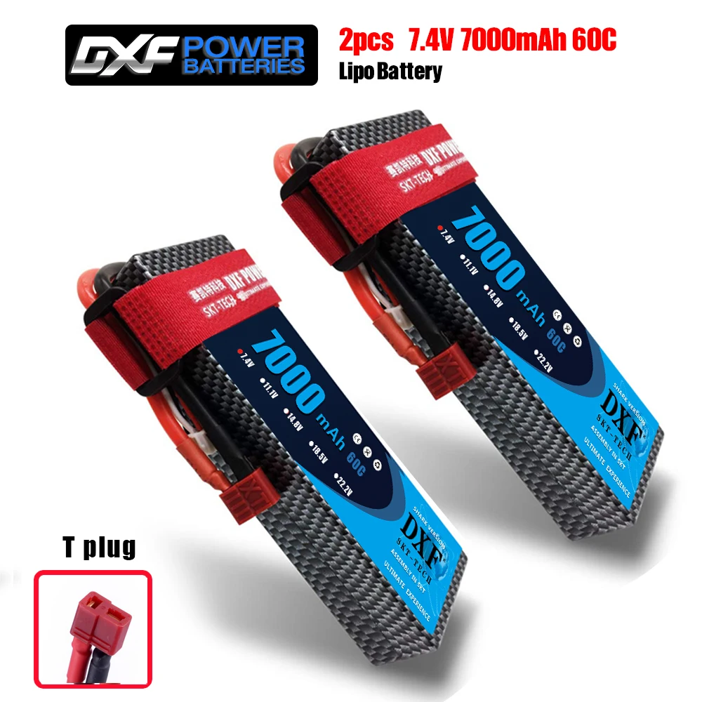 2 шт. DXF RC Lipo батарея 2s 7,4 V 2700mAh 20C 7000 60C 14,8 V 7000 60C для Wltoys 12428 feiyue 03 RC Q39 Запчасти для обновления - Цвет: 2S7000mah hardT