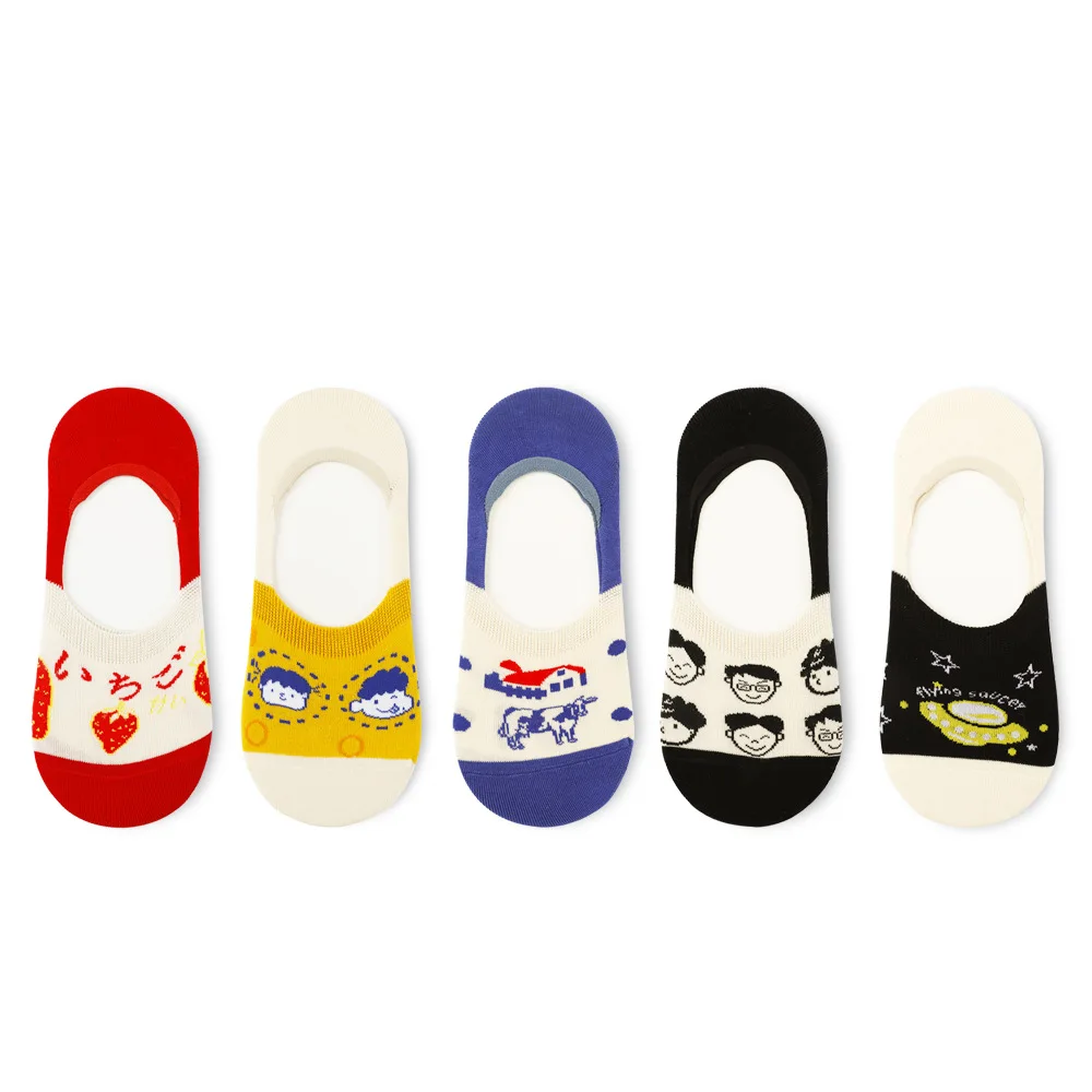 

Женские носки весна-лето, невидимые модные носки-аватары из мультфильмов в стиле Ins с неглубоким горлом и милым японским рисунком, студенчес...
