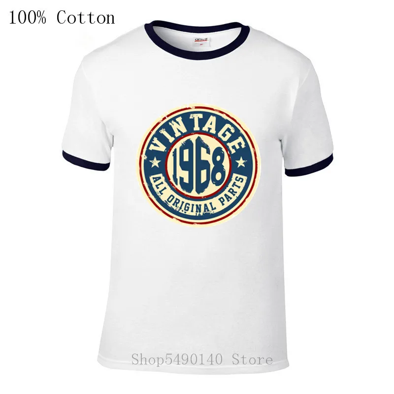Мужская Винтажная футболка с короткими рукавами в стиле ретро 1968 Классическая на