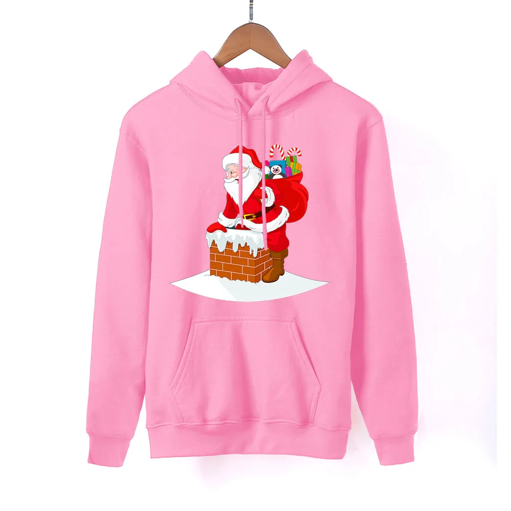 Женская розовая толстовка с капюшоном веселое Рождество весна-осень толстовки
