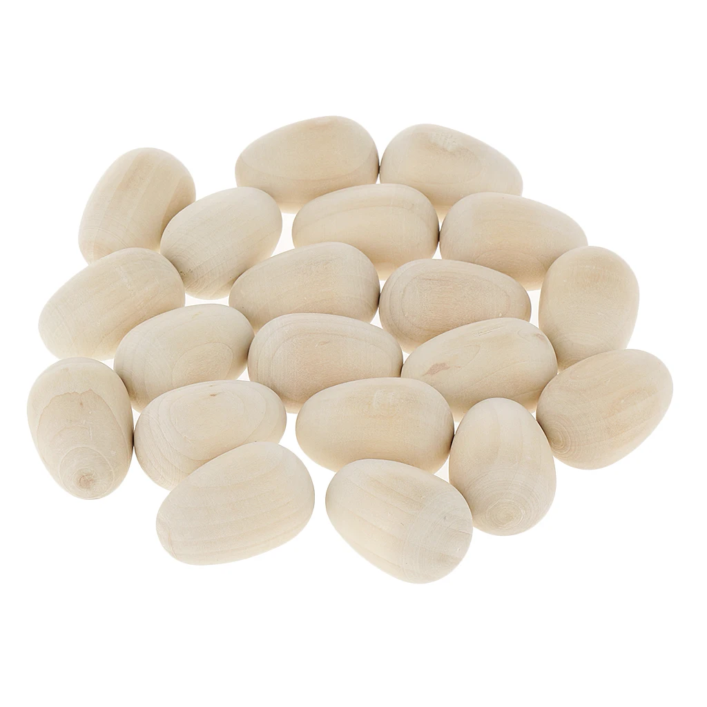 

20x Wooden Eggs Easter Decorations Embellishment Unfinished Wood Egg 37x23mm