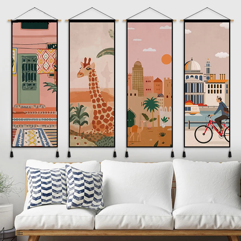 

Nordic Ins настенные художественные картины на холсте плакат прокрутки подвесная картина Спальня Декор в гостиную эстетическое украшение дома