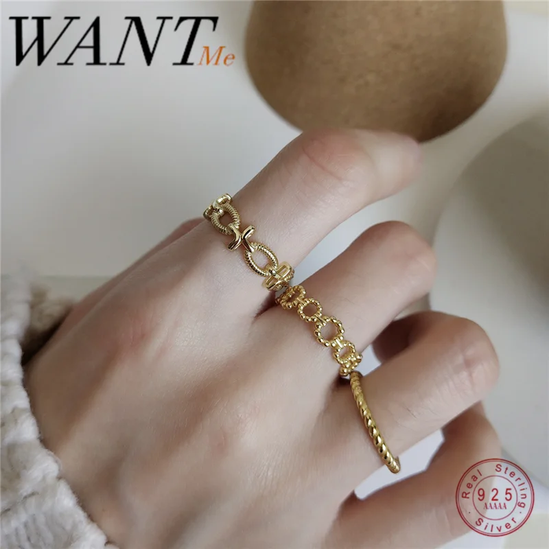 Женское кольцо с перекрещивающимися бусинами WANTME открытое золотистое из 100%