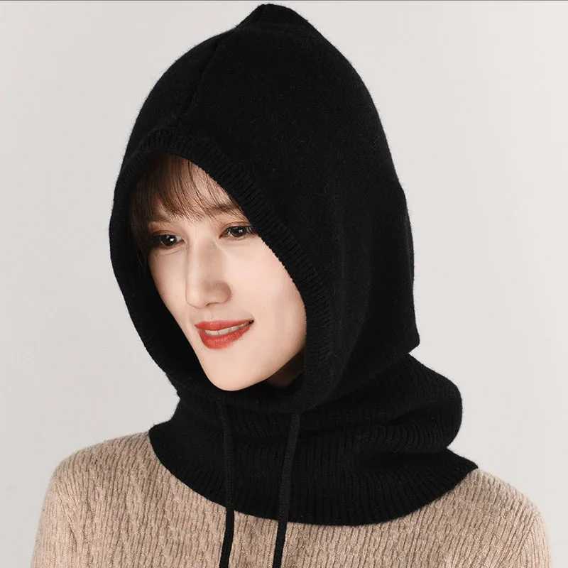 Зимняя женская многофункциональная Вязаная кашемировая шерстяная шапка Skullies с
