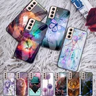 Чехол из закаленного стекла для Samsung Galaxy S21 Plus S30 Ultra, модные чехлы на Samsung S21 Ultra S30 S21 FE, жесткая задняя крышка с принтом