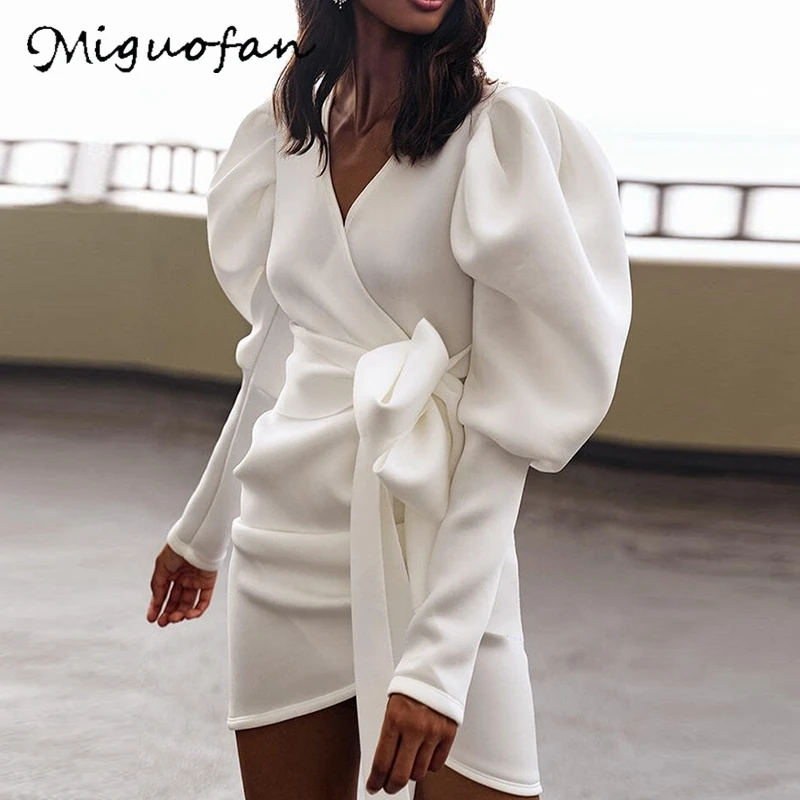 Женское платье с запахом v образным вырезом и длинным рукавом|Женские платья| |