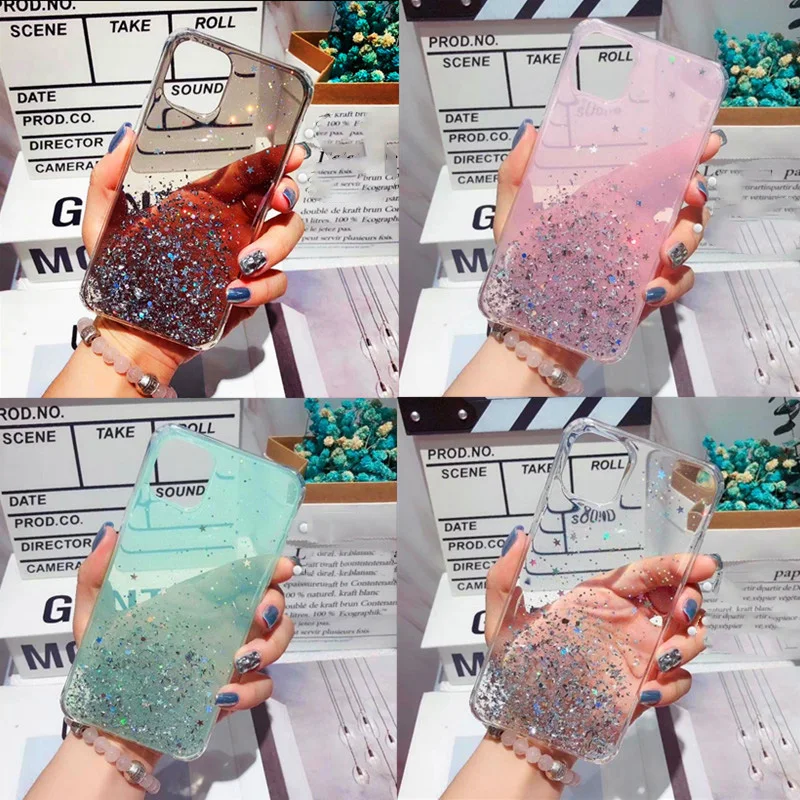 glitter foil powder case for iphone 11 pro xs max xr x bling phone case for iphone 11 8 7 6 6s plus soft tpu clear cover free global shipping