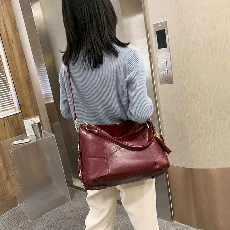 

Handbag Women PU Leather Luxury Tassel Designer Big Capacity Casual Shopper Shoulder Bags sac Ladies Tote Crossbody Bag Bolsas