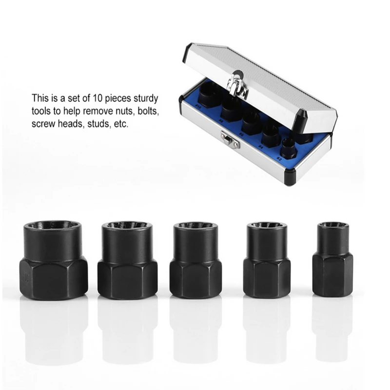 9-19 мм набор экстракторов болтов для удаления гаек черные поврежденные гайки