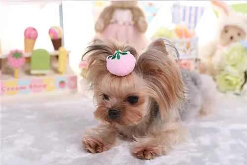 Pink Strawberry Горячая точка плюшевый домашний Йоркширский питомец собака милые маленькие животные Клубника Плюшевые стерео шпильки головные уборы ювелирные изделия милый питомец кошка праздник - Цвет: Pink Strawberry