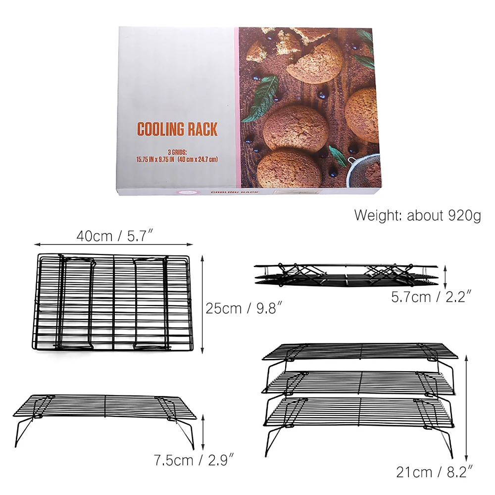

Creative Stackable Cake Cooling Rack Three Layers Sturdy High Temperature Resistant Anti-Rust Bread Drying Kitchen Baking Tray