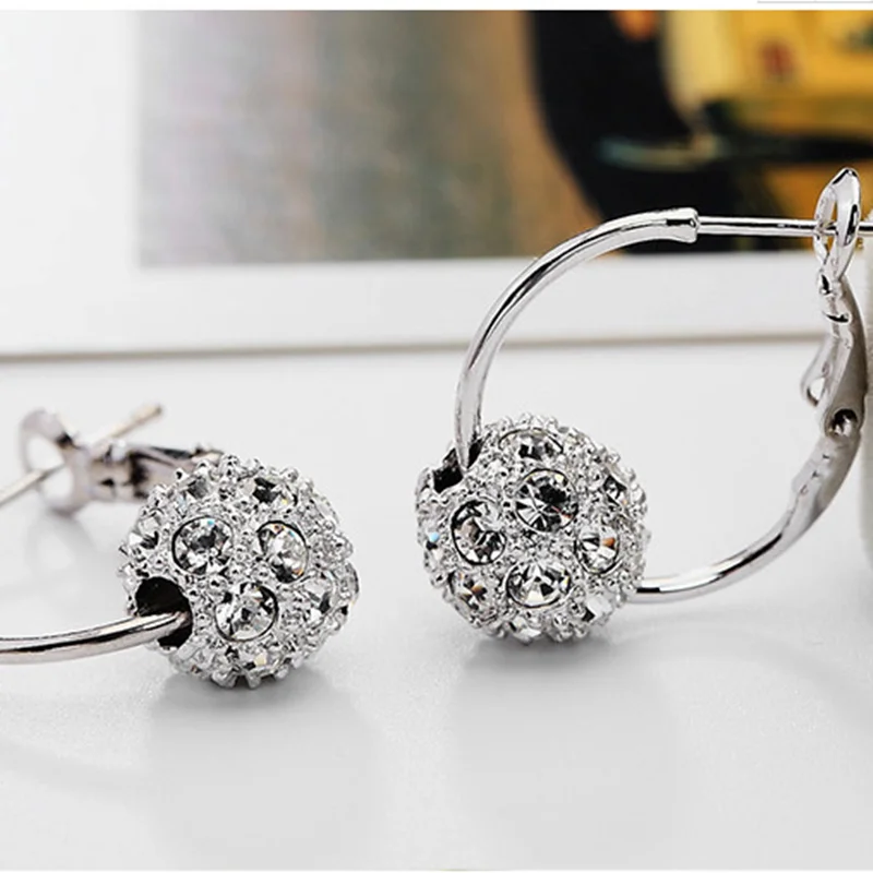 

New Ladies Crystal Ball Earrings Fashion Jewelry Party Wedding Jewelry High Quality Ear Accessories Oorbellen Wholesale