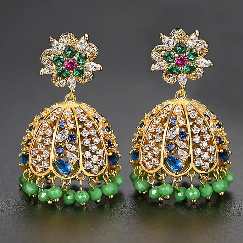 Индийский стиль Jhumka Болливуд искусственные драгоценности колокольчики висячие