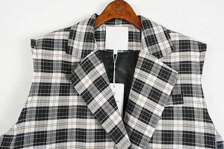 

SuperAen Plaid Suit Vest Women Vest Retro Fashion Casual All Match Loose Slim Waistcoat