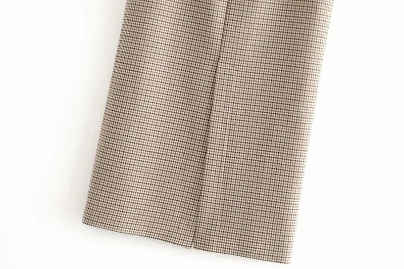 Юбка-миди Женская в клетку на молнии с разрезом и карманами | одежда