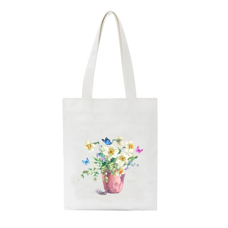 SCCFMM женские холщовые сумки на плечо для школьниц модные покупок с цветочным