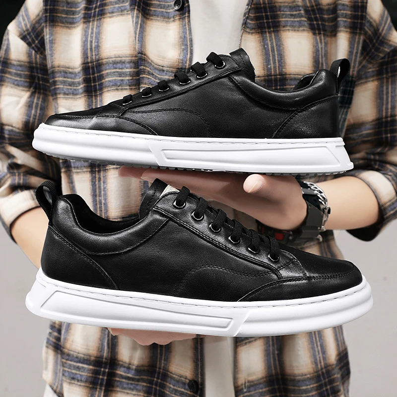 

Spring and summer new lace up white sports shoes men's fashion light flat shoes men's casual shoes black low top sports shoes