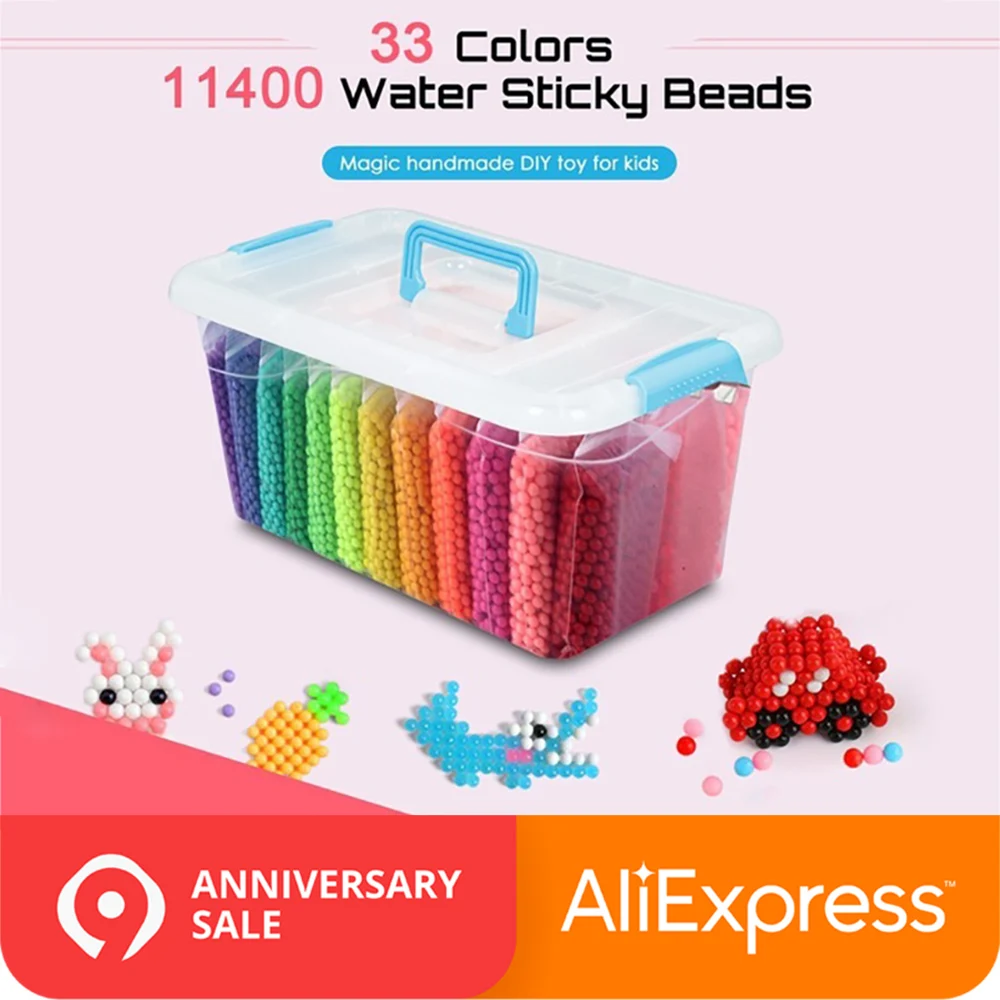 

11400pcs Magic Water Sticky Beads Toys DIY Aquabeads Handmade Bead Toy Educational Puzzle Children Hama Aqua Bead for Girls Boys