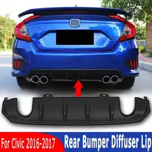 Sport Tail Rear Bumper Size Splitters Diffuser Lip for Honda for Civic 2016-2017  Sedan JDM?RS?Turbo Exterior Part