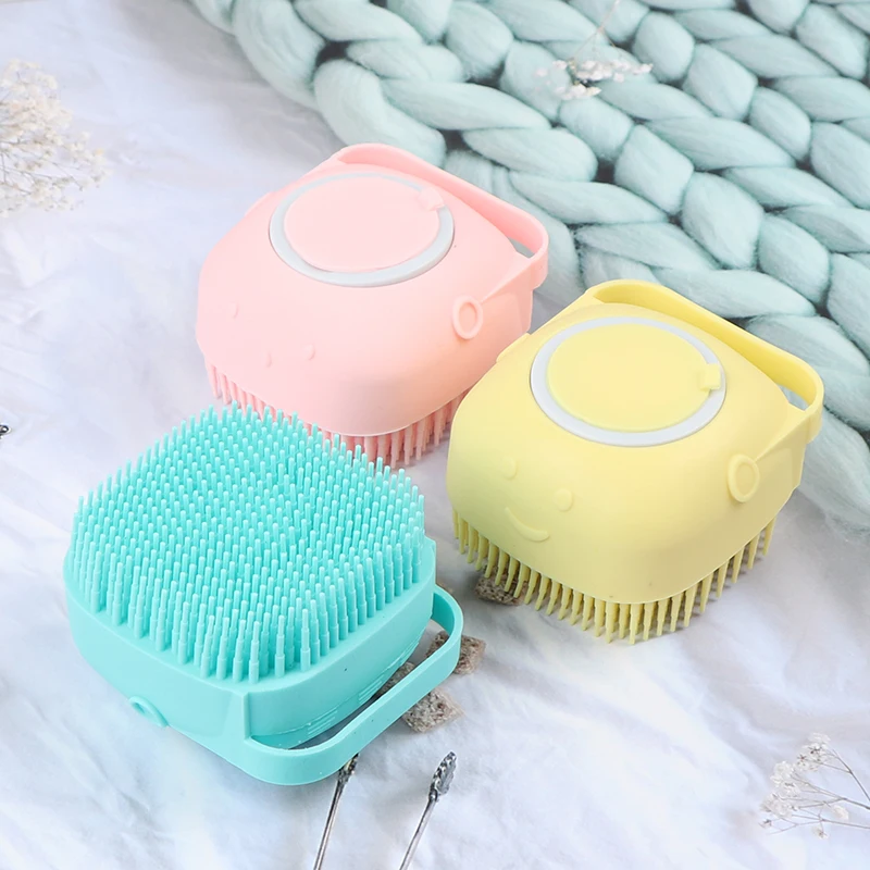 

Bath Brush Silicone Scrubber Dispenser Multifunction Bathroom For Babies Body Cleaning Home