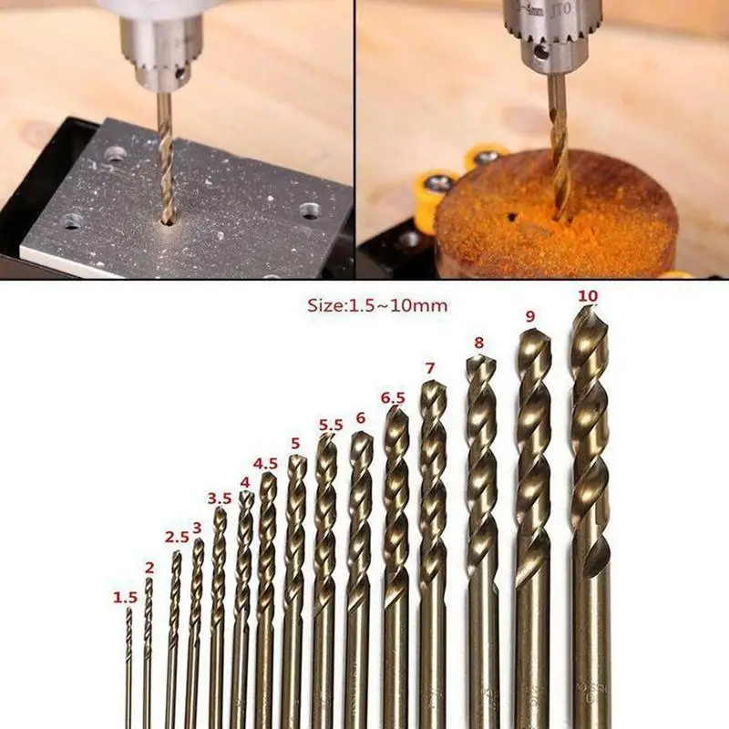 

15pcs/set 1.5-10mm High Speed Steel Cobalt Twist Drill Tools Quality For Carpentry Wood Drilling High Bit Metal X1G9