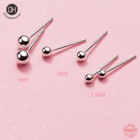 dreamhonor solid real s990 sterling silver beads round stud earrings for women fine jewelry gifts accessories smt365