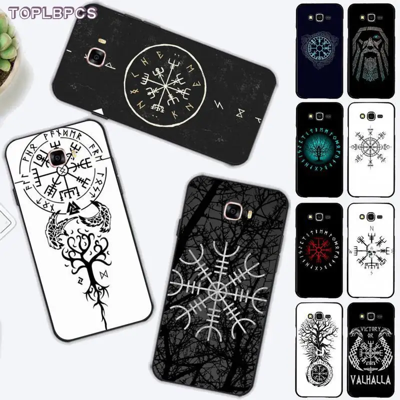 

TOPLBPCS Viking Vegvisir Odin Nordic Painted Phone Case for Samsung J6 J7 J2 J5 prime J4 J7 J8 2016 2017 2018 DUO core neo