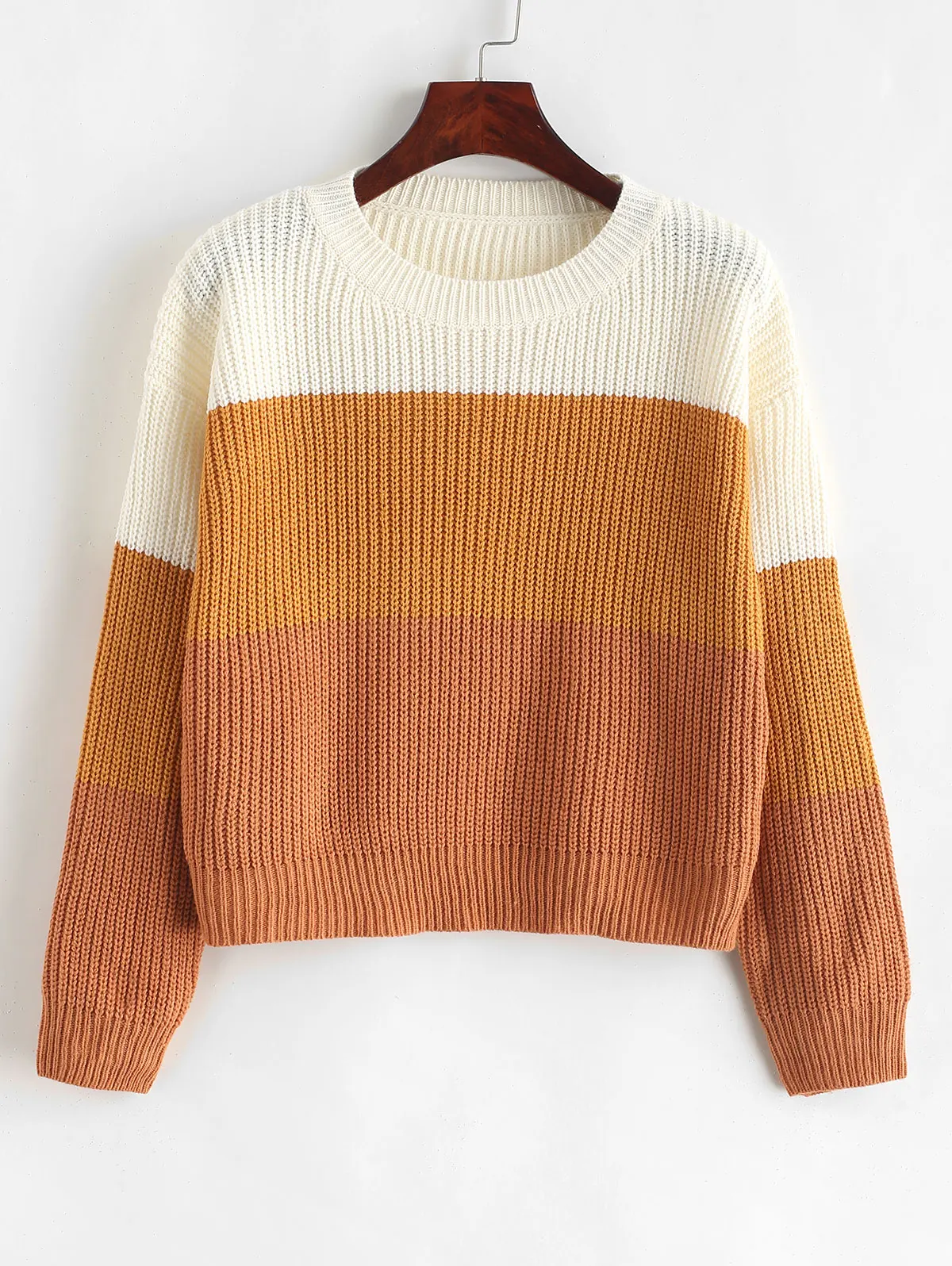 Женский контрастный свитер Zaful зимний Повседневный пуловер в полоску с круглым