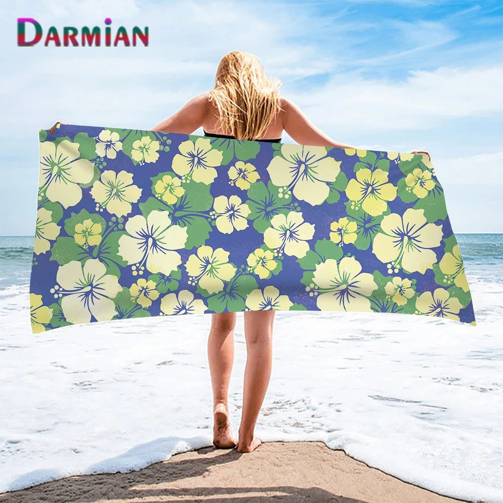 

DARMIAN Hibiscus Flowers Pattern Beach Towel Comfort Soft Home Bath Towel Face Hair Absorbent Towel Kids Adults Quick Dry Towel